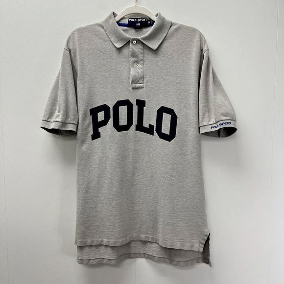 Other - Polo Sport Vintage Ralph Lauren Large Logo Made in USA Grey Polo Shirt M